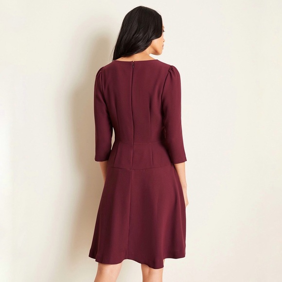 Ann Taylor Seamed Flare Dress in Mauve Rose 14 - Picture 2 of 15